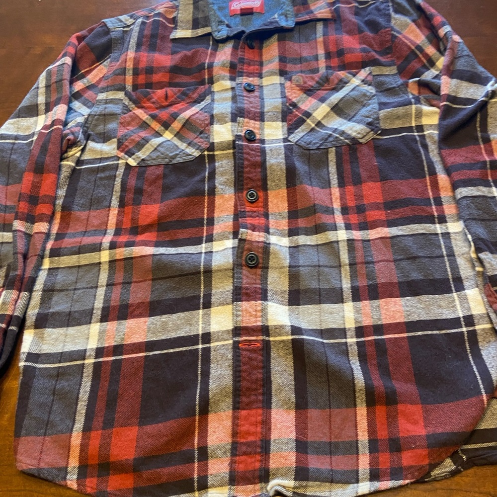 Men's Red and Black Plaid Flannel Shirt - Coleman Button Front